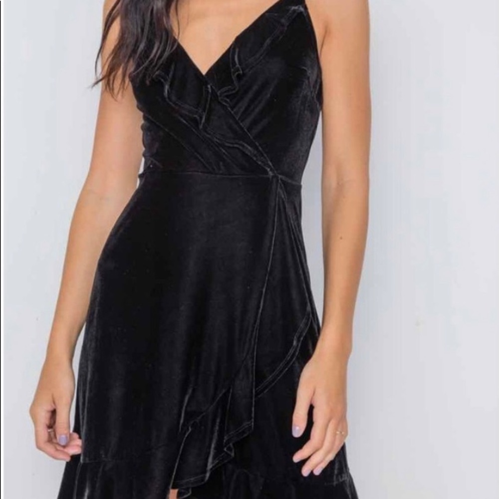 Black Velvet Wrap Dress